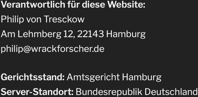 Verantwortlich für diese Website: Philip von Tresckow, Hamburg